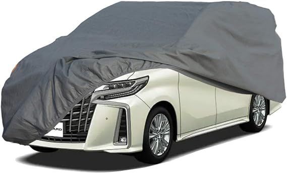 車 カバー ミニバン SUV|MPV対応 ボディーカバー 自動車カバー 裏起毛 4層構造 台風対策 防水防塵防輻射紫外線 不織布 525*190*170CM グレー