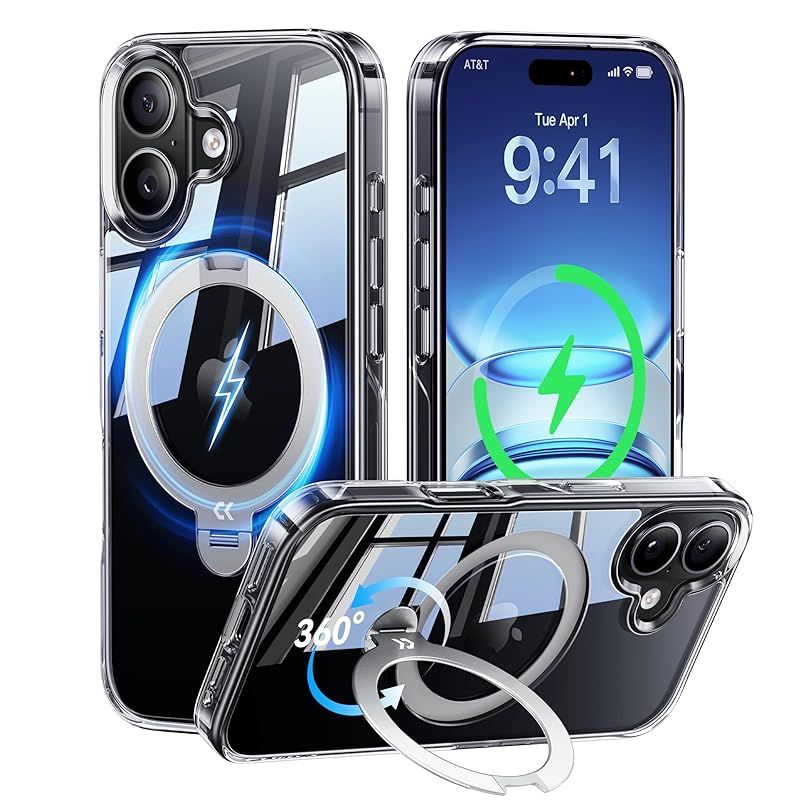 透き通る上質感 定点360°回転 CASEKOO iPhone 17 用ケース クリア 耐黄変 横縦両立 角度自在 MagSafe対応 米軍規格保護 耐衝撃 高耐久性 超強磁力 最大25W急速充電対応 感 フィット感 ラップホール付き 透明 いphone17