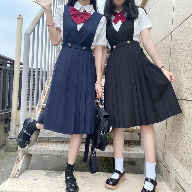 学生服 スクール ジャンパースカート 女子高校生 制服 セーラー ブレザー ミモレ丈 ジャンパースカート コスプレ ワンピース サロペット 通学 入学  卒業 高校制 - メルカリ