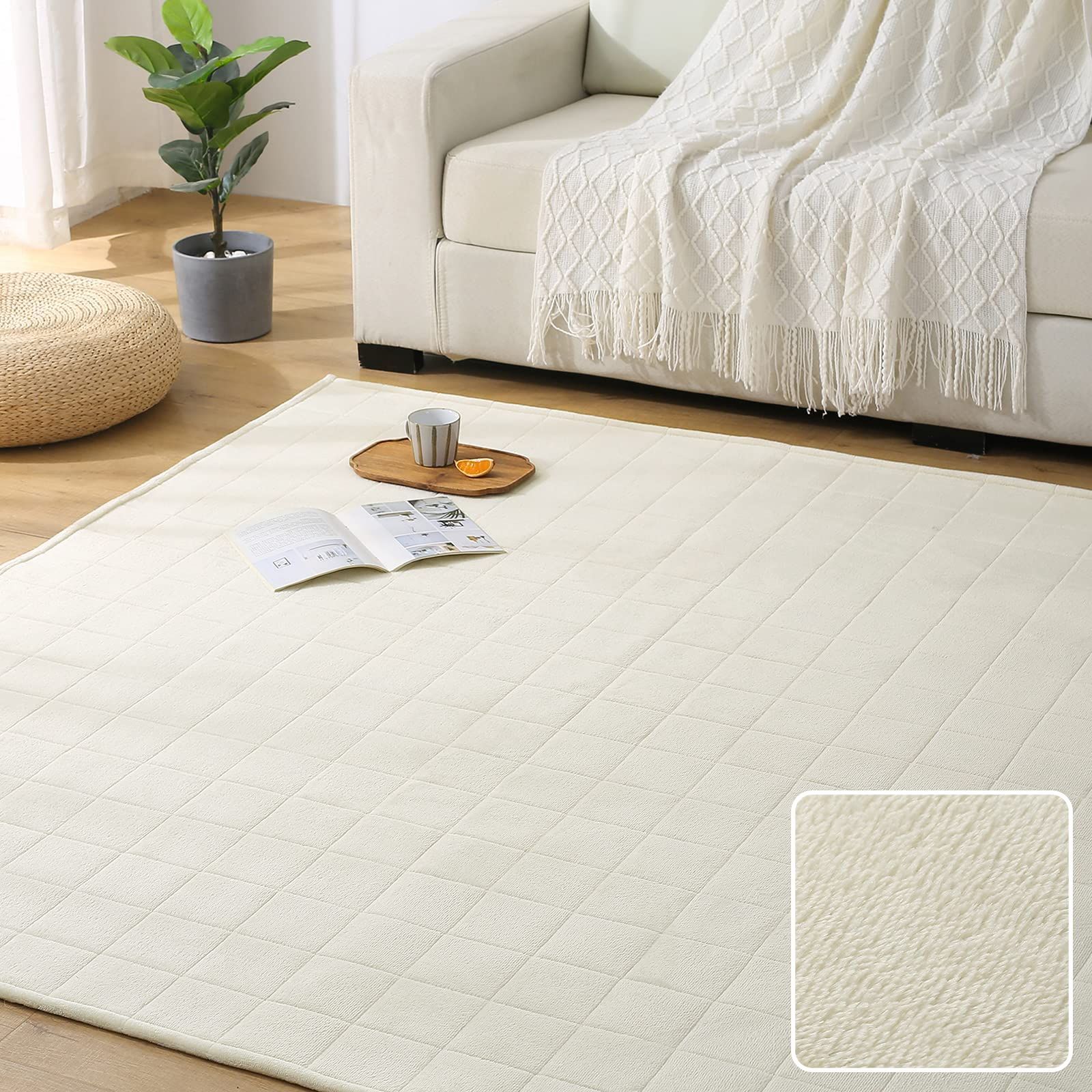 【在庫セール】絨毯 オールシーズン 約3畳 抗菌防臭 185×235cm ふわふわ肌触り ラグマット フランネルラグ 洗える 滑り止め付き 床暖房 キルトラグ ホットカーペット対応 カーペット 無地 ラ