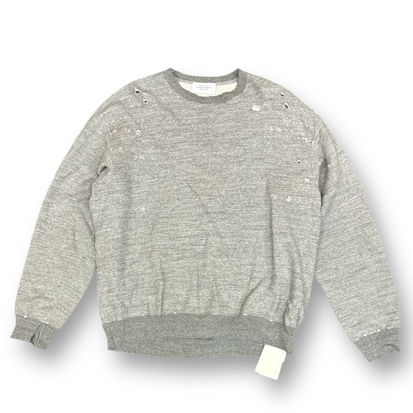 定価42900円 UNUSED 22AW US2268 Damaged crewneck sweatshirt ダメージ加工 クルーネック スウェット  トレーナー アンユーズド グレー 2 73206A3 - メルカリ