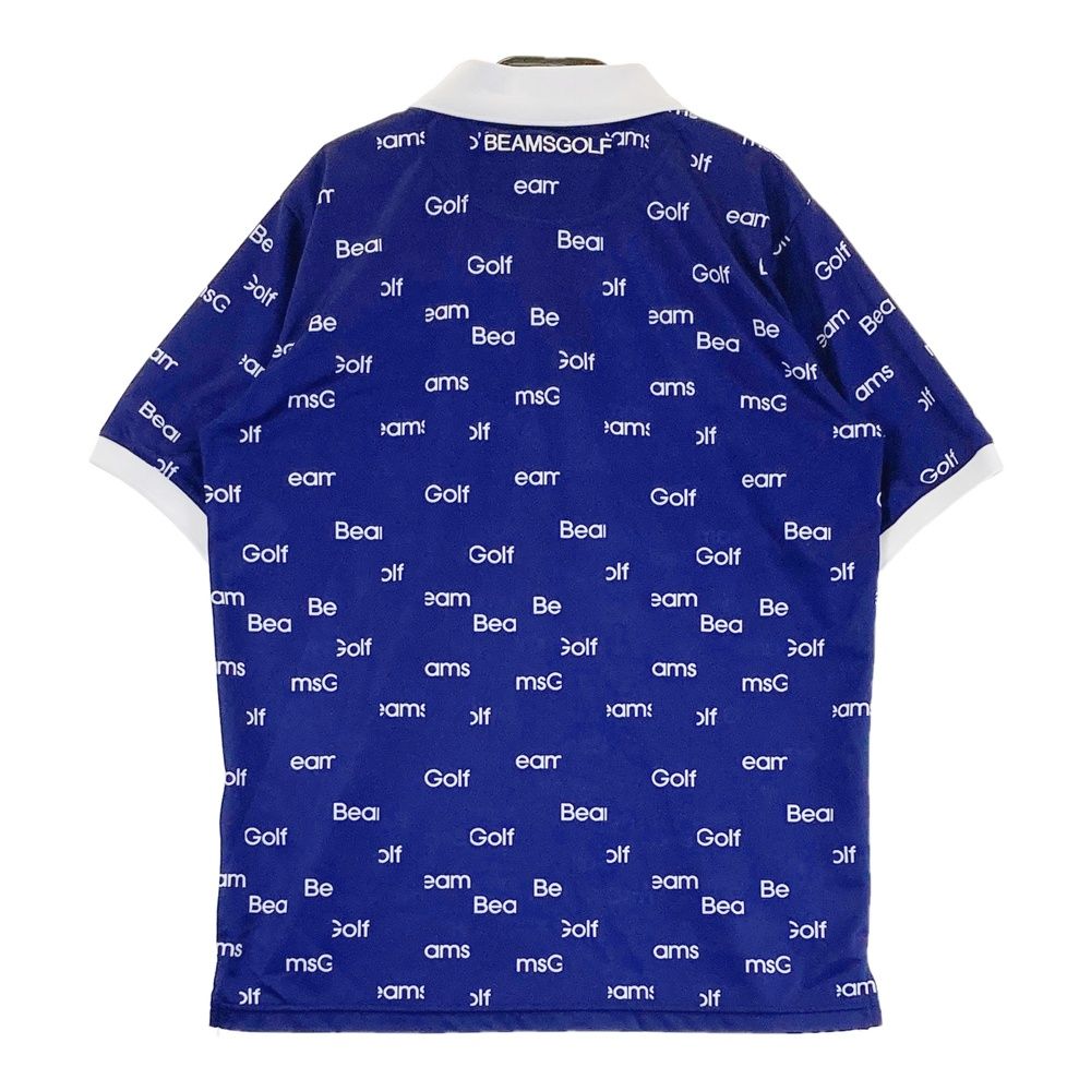 サイズ：S BEAMS GOLF ビームスゴルフ 半袖ポロシャツ 総柄 ネイビー系