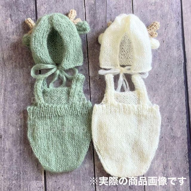 抹茶♪辰耳帽子とオーバーオール たつ ニューボーンフォト撮影