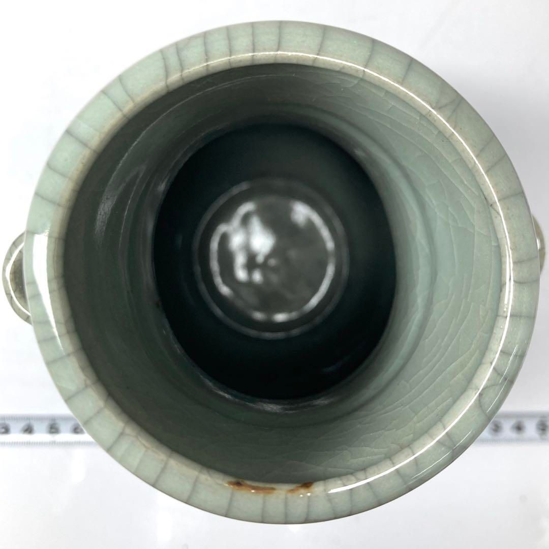 専用　中国古窯　哥窯青磁ヒビ焼　花瓶　高さ約18.4㎝　東さ7-0330① 中国古窯 哥窯 青磁花入 高さ22.3cm 口径3.8cm 東