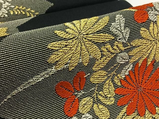 平和屋着物＊夏物 六通柄袋帯 駒刺繍 吉祥地紙花文