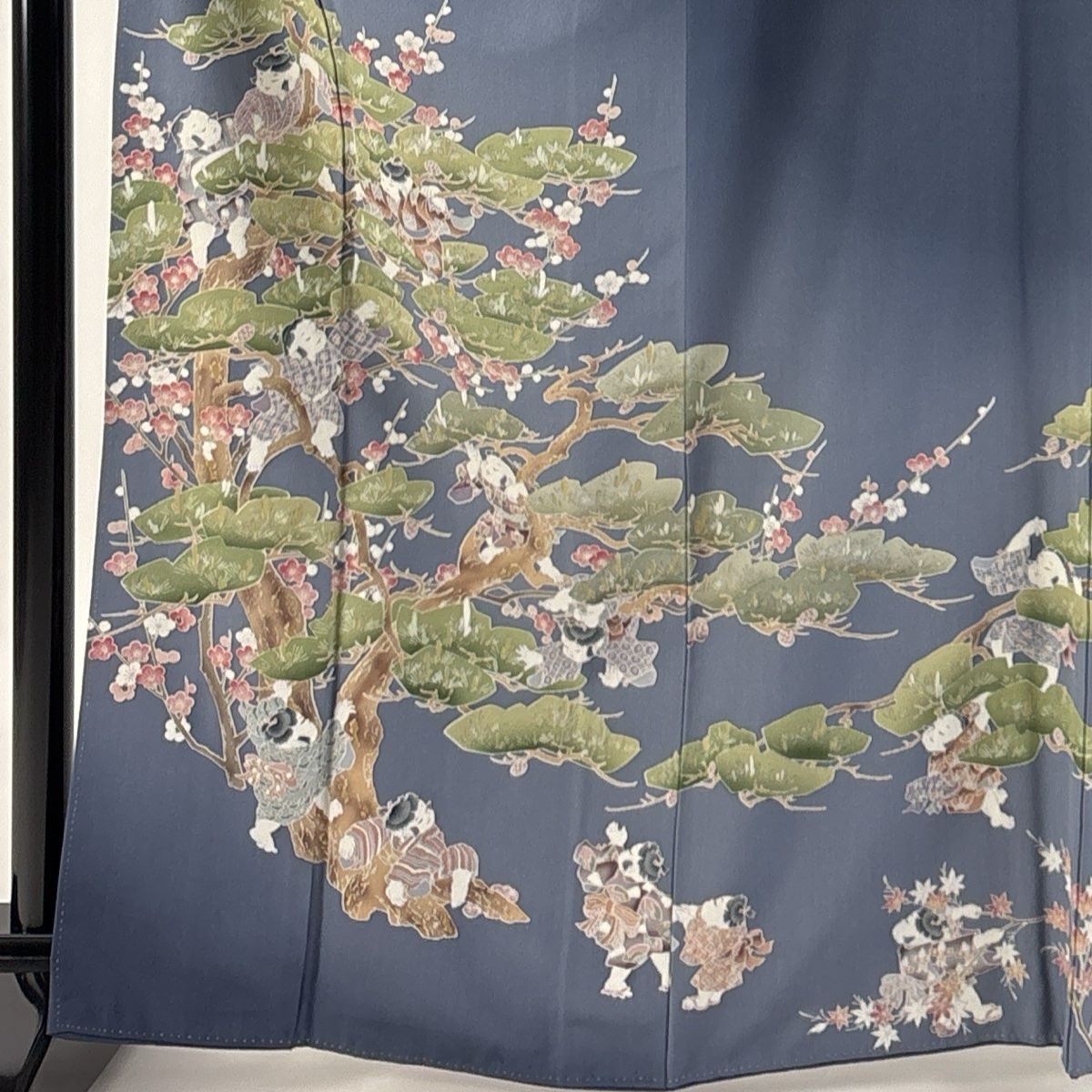 バイセル 着物 美品 名品 色留袖 青灰色 霞 横山大観 ぼかし 一つ紋 正絹 袷 156cm Mサイズ ☆☆☆☆ 色留袖 身丈159.5cm 裄丈67cm M 袷 横山大観 落款あり 霞 山 金銀糸