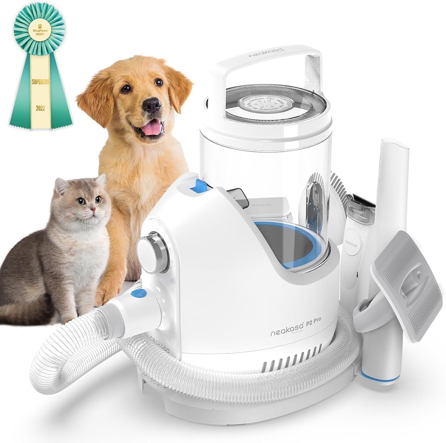 多頭飼いや中大型ペットにぴったり Neakasa P2 Proバリカン付きペットグルーミングセット 犬猫用電動バリカン 1台5役の多機能ペット掃除機 抜け毛を自動吸引 低騒音 3階の吸引力 収納スタンド付き 一年保証付き ブルー