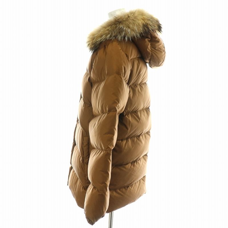 モンクレール MONCLER ヴァレンティーヌ VALENTINE ダウンジャケット ジップアップ シングル フード スタンドカラー ファー 00  XS 茶 ブラウン ベージュ /NW11 - メルカリ