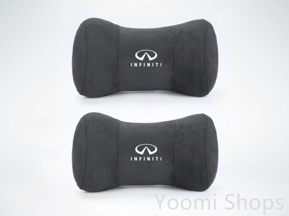【新品未使用】インフィニティロゴ入りき 車用記憶 通気性弾性 ネックパッド スエード素材 ネックパッド 汎用 車載首枕 ヘッドレスト 首用クッションcp59