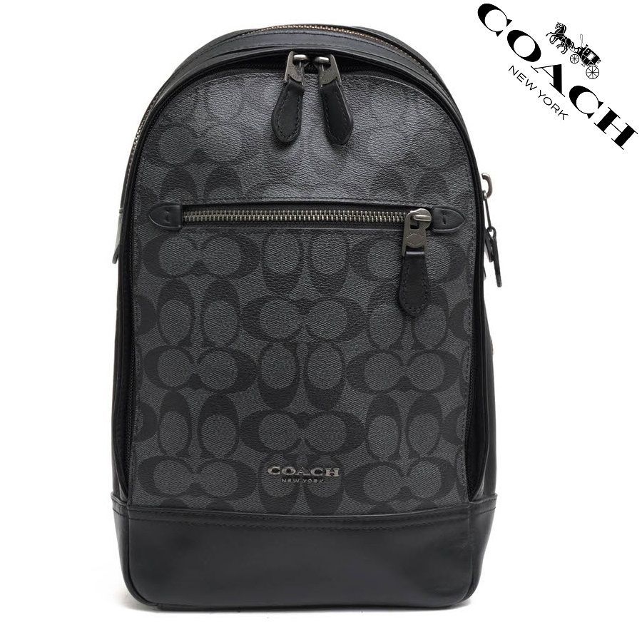 COACHバッグ F37573 ブラック ボディーバッグ メンズ 斜めかけバッグ