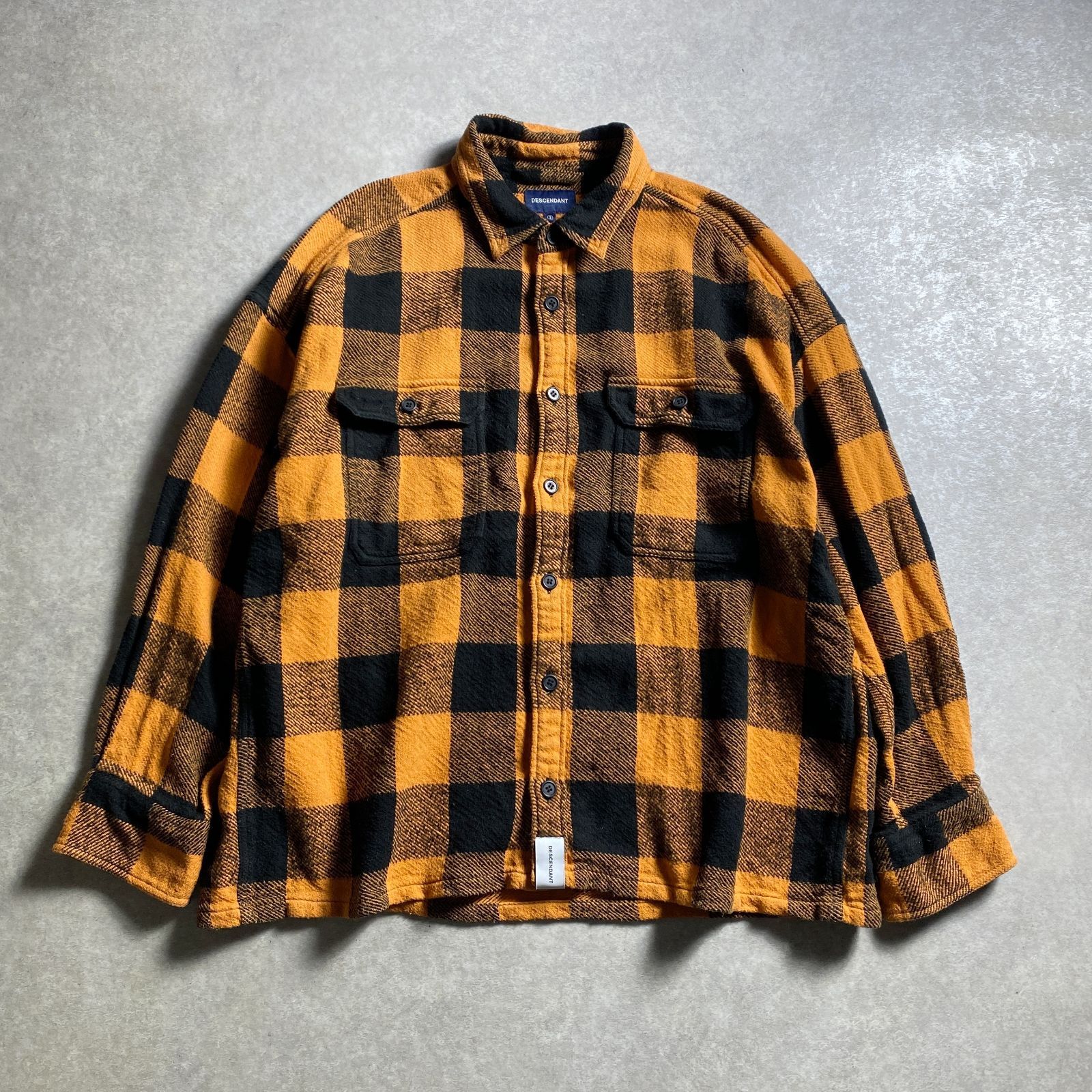 ★定価28,600円/DESCENDANT/バッファローチェック ネルシャツ VANNING CHECK LS SHIRT /オレンジ/size  2/日本製/ディセンダント