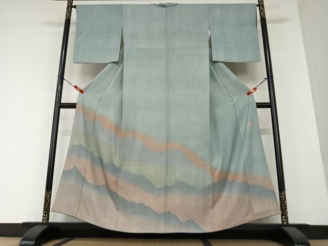 平和屋着物○江戸小紋 万筋 浅蘇芳色×白色 正絹 逸品 AAAY0019zg