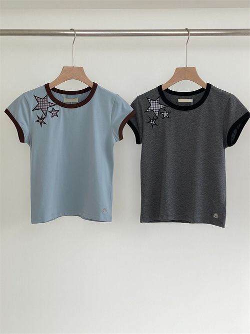 coyseio 水色 半袖Tシャツ 星 COYSEIO 水色 半袖Tシャツ 星刺繍 - メルカリ
