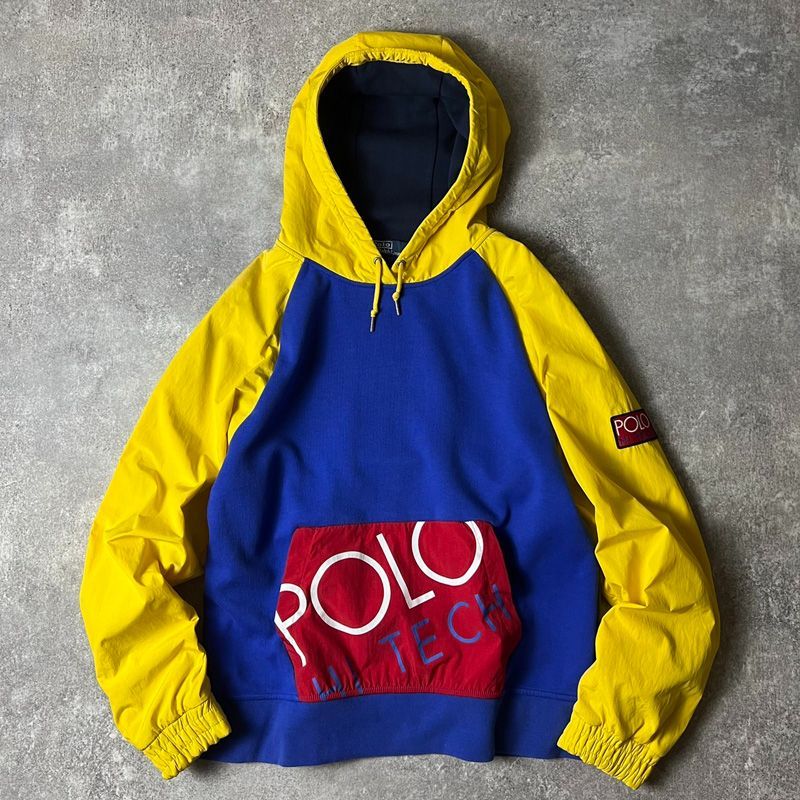 復刻 POLO HI TECH RALPH LAUREN ナイロン 切替 スウェット フード 