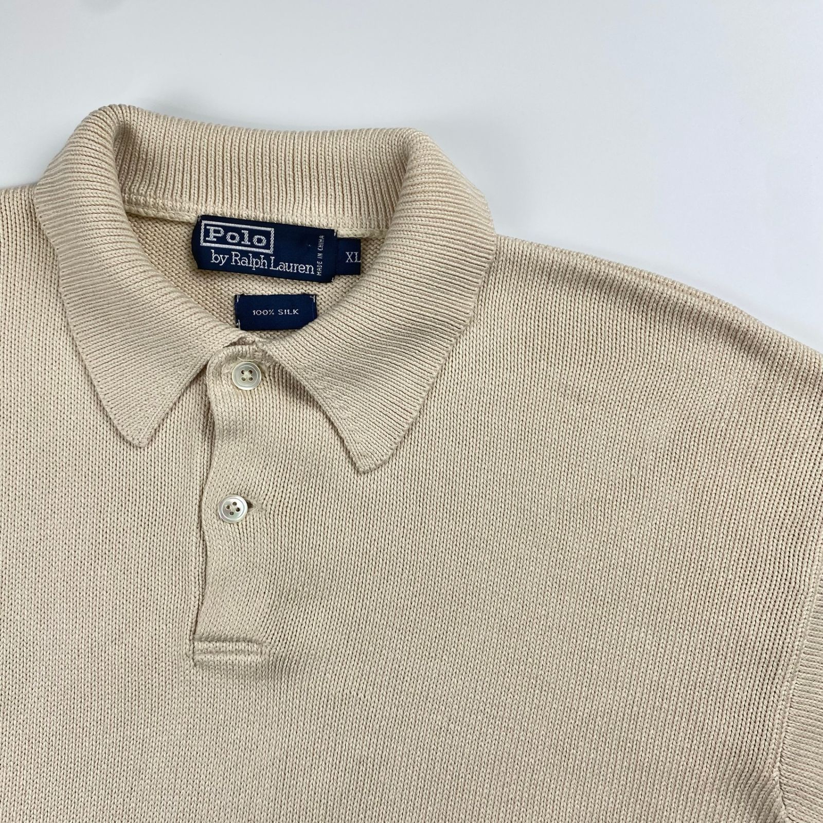 90s Polo by RalphLauren シルクコットン　ニットポロシャツ 90s Polo by RalphLauren シルクコットンニットポロシャツ