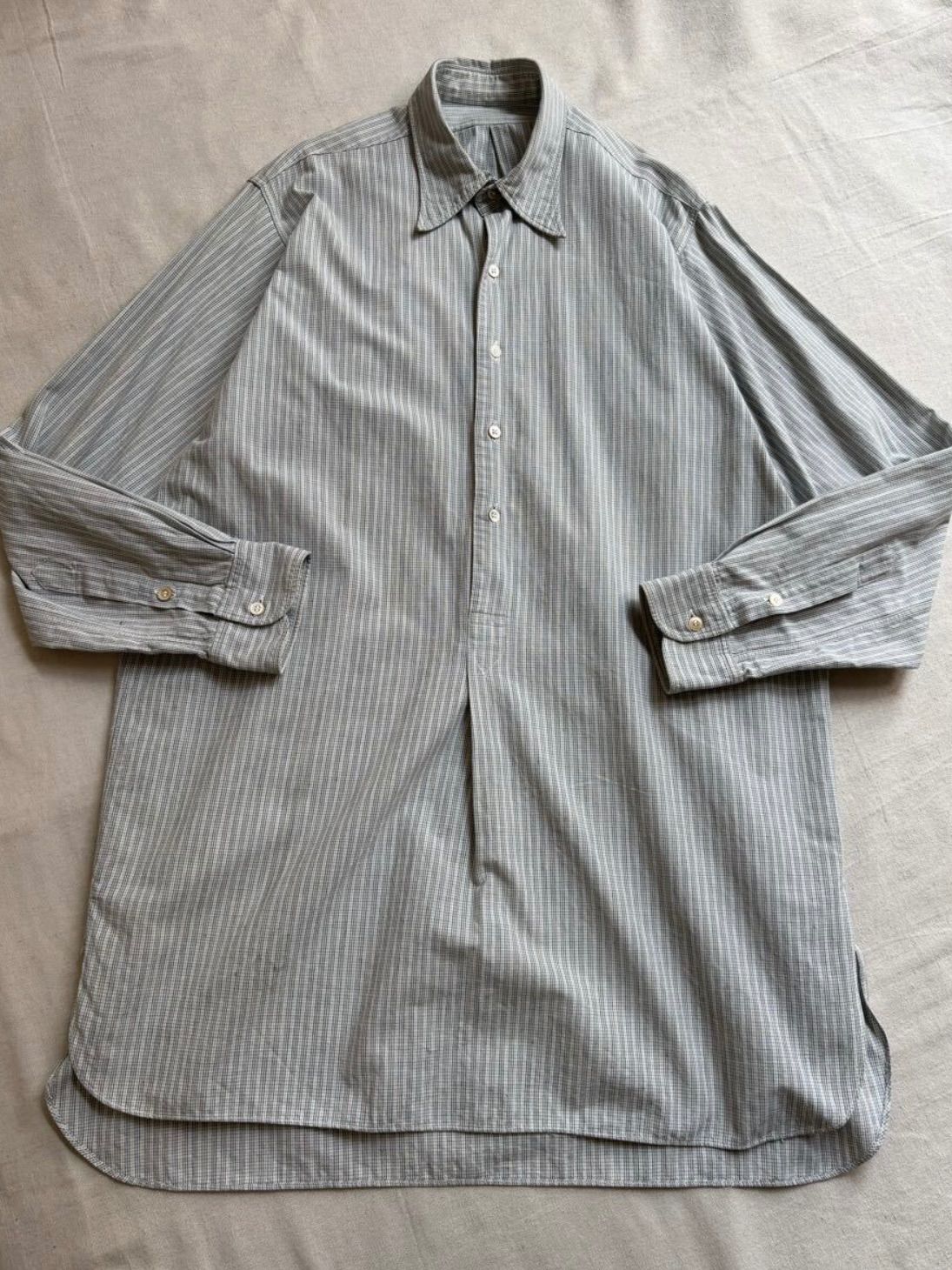 40s Euro vintage グランパ シャツ / コットン グリーン