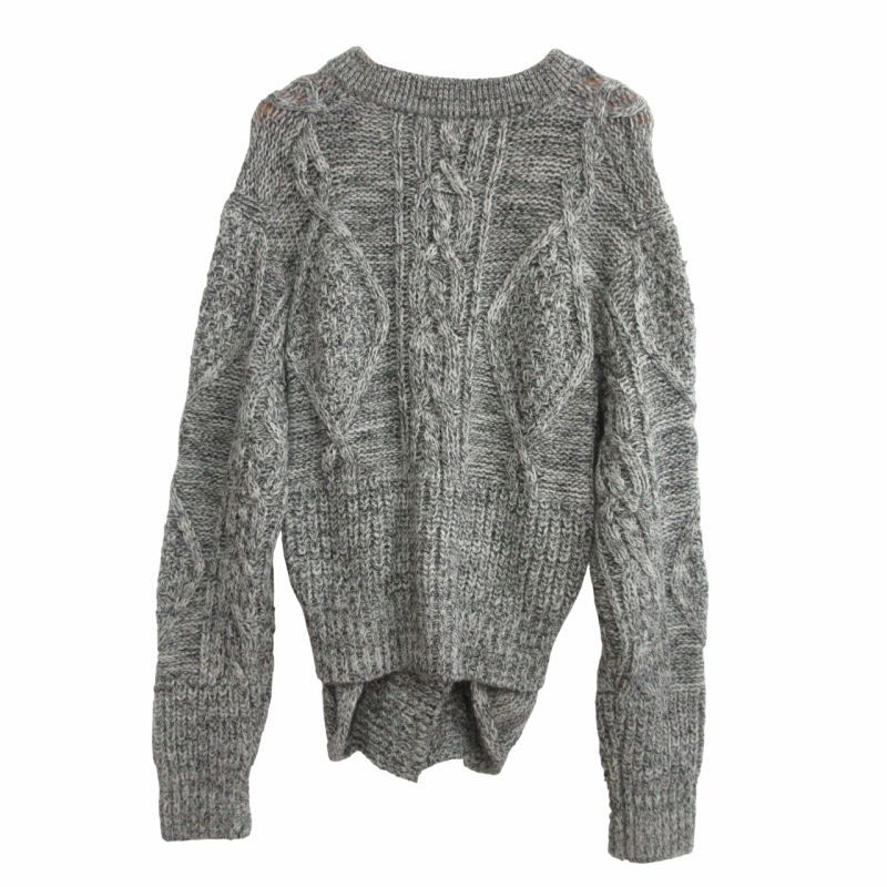 未使用品 トーガ プルラ TOGA PULLA タグ付き 22AW CABLE KNIT TOP ケーブルニット 変形ニット ウール TP22-XN208 グレー MIX 36 S トーガ プルラ TOGA PULLA タグ付き 22AW CABLE KNIT TOP