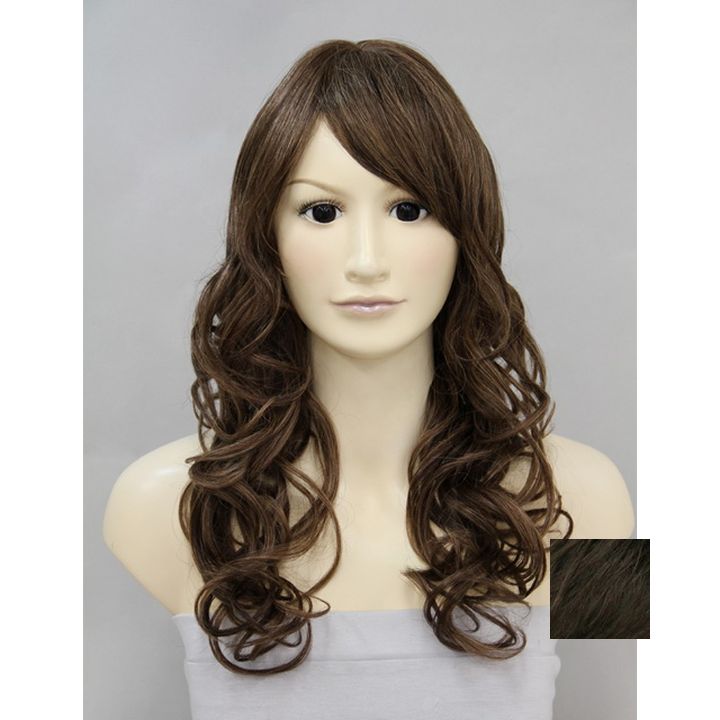 ロングウィッグ パーマウィッグ Wigs2you HH-121 HH-CHARCOAL フルウィッグ ブラウン 茶色 茶髪 黒髪 黒色 コスプレイベント イメチェン エクステ ロングヘア カールへア 人毛ヘア 人毛 人毛ウィッグ 人毛100％ 自然