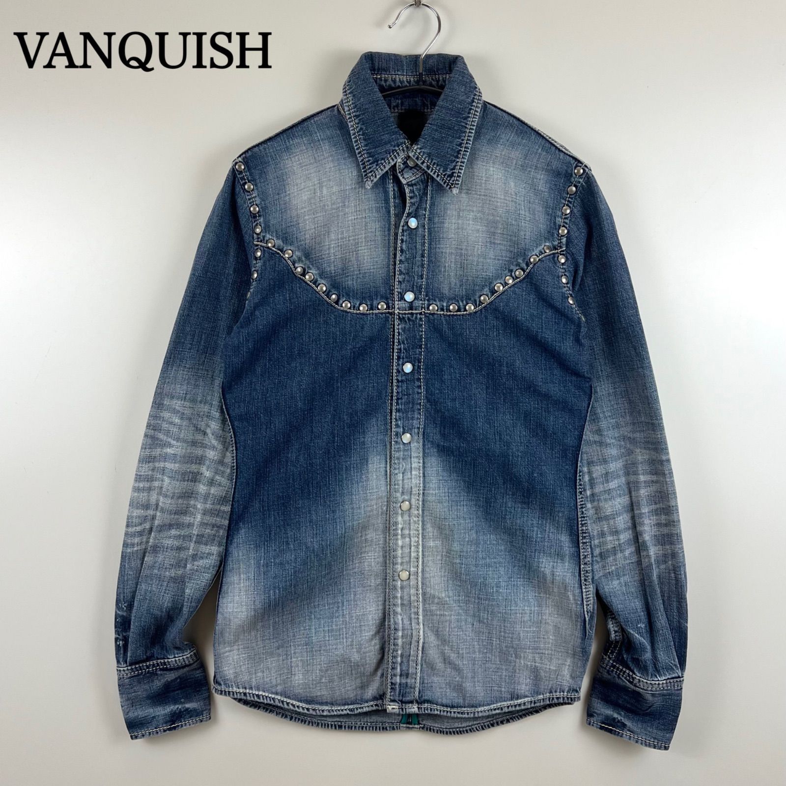 VANQUISH 00s y2k studs L/S denim shirts 44 ヴァンキッシュ スタッズ