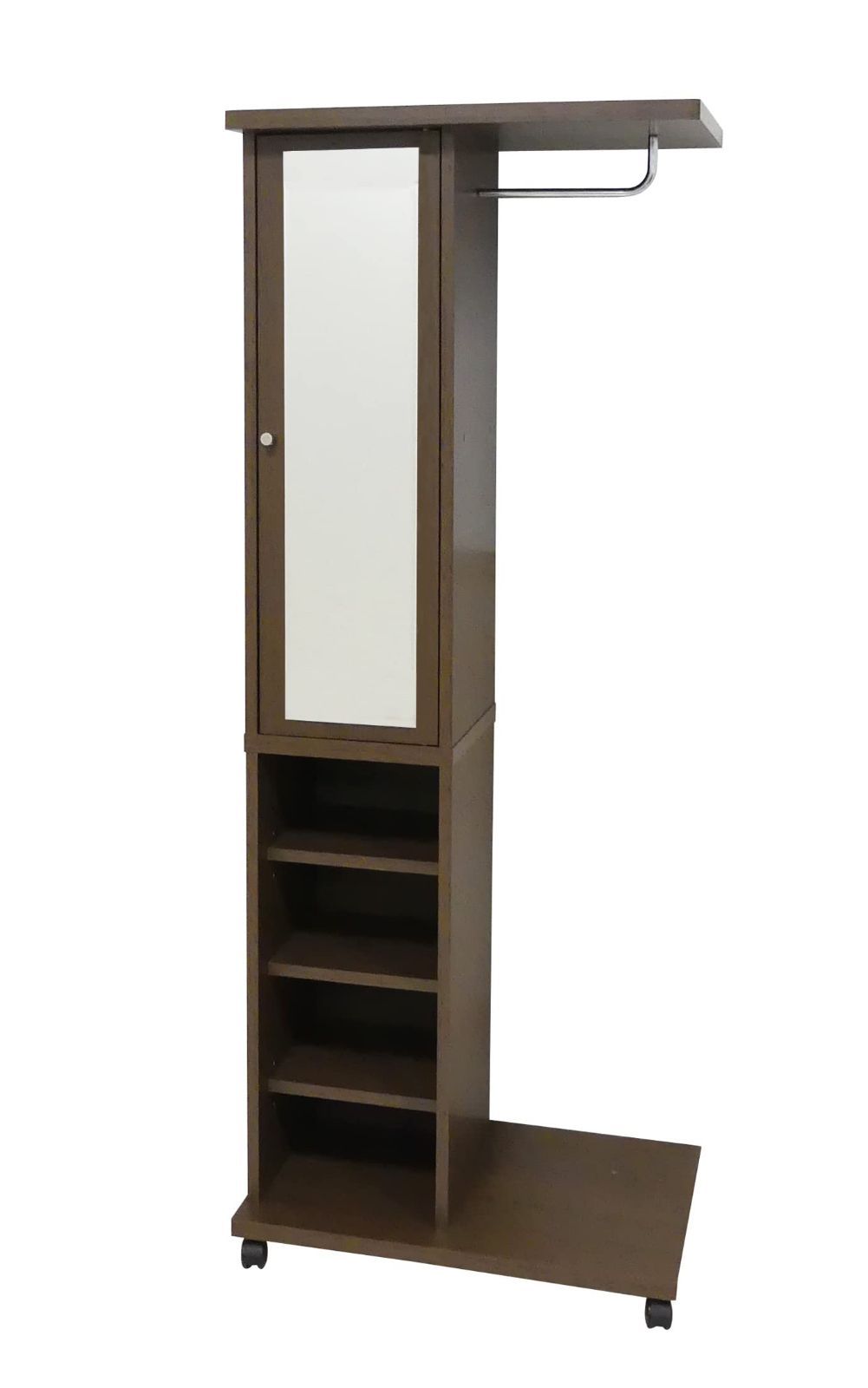 人気商品 ミラー付ハンガーラック クロシオ Kuroshio 幅60×奥行40×高さ156cm ブラウン 62136