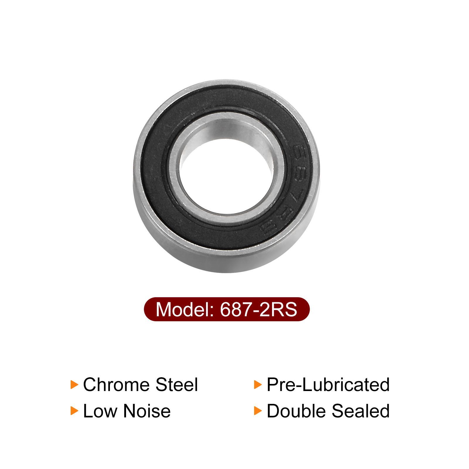 uxcell 687-2RS深溝玉軸受 7 mmボア 14 mm外径 5 mm厚さ クロム