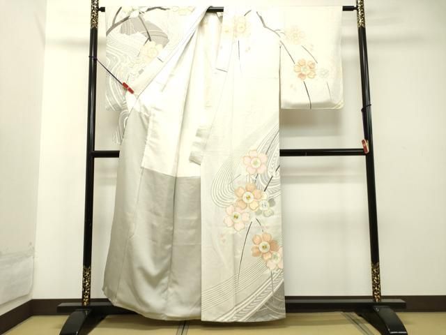 平和屋着物●鎌倉友禅　坂井教人　日本工芸会正会員　訪問着　駒刺繍　枝桜文　金銀彩　正絹　逸品　DAAT1293tw 平和屋着物○鎌倉友禅 坂井教人 日本工芸会正会員 訪問着 駒刺繍 枝桜