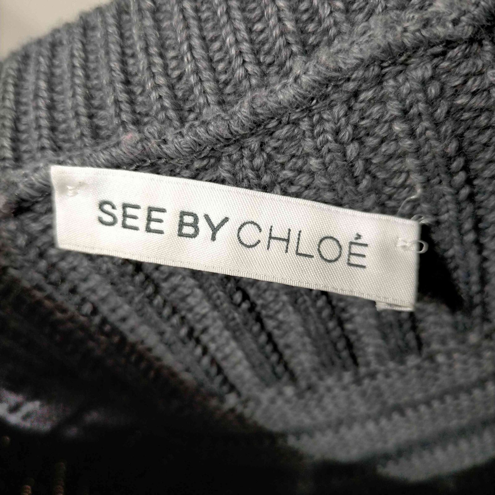 白 フリル付 see by chloe シーバイクロエ トロンプィユコットンニット