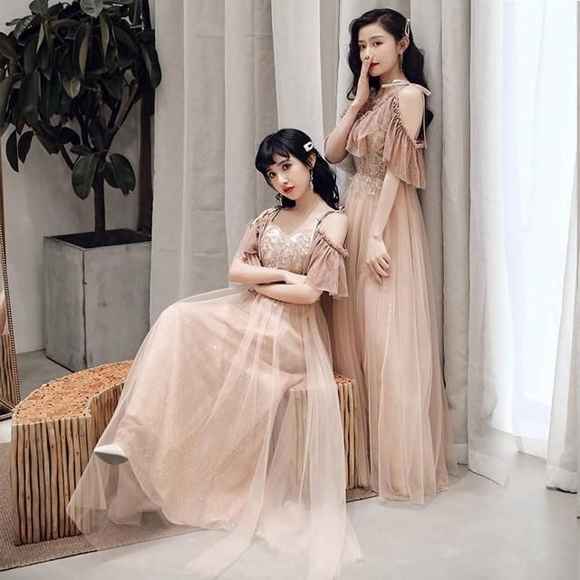 オフショルダー フレア ブライズメイドドレス ロング丈 結婚式