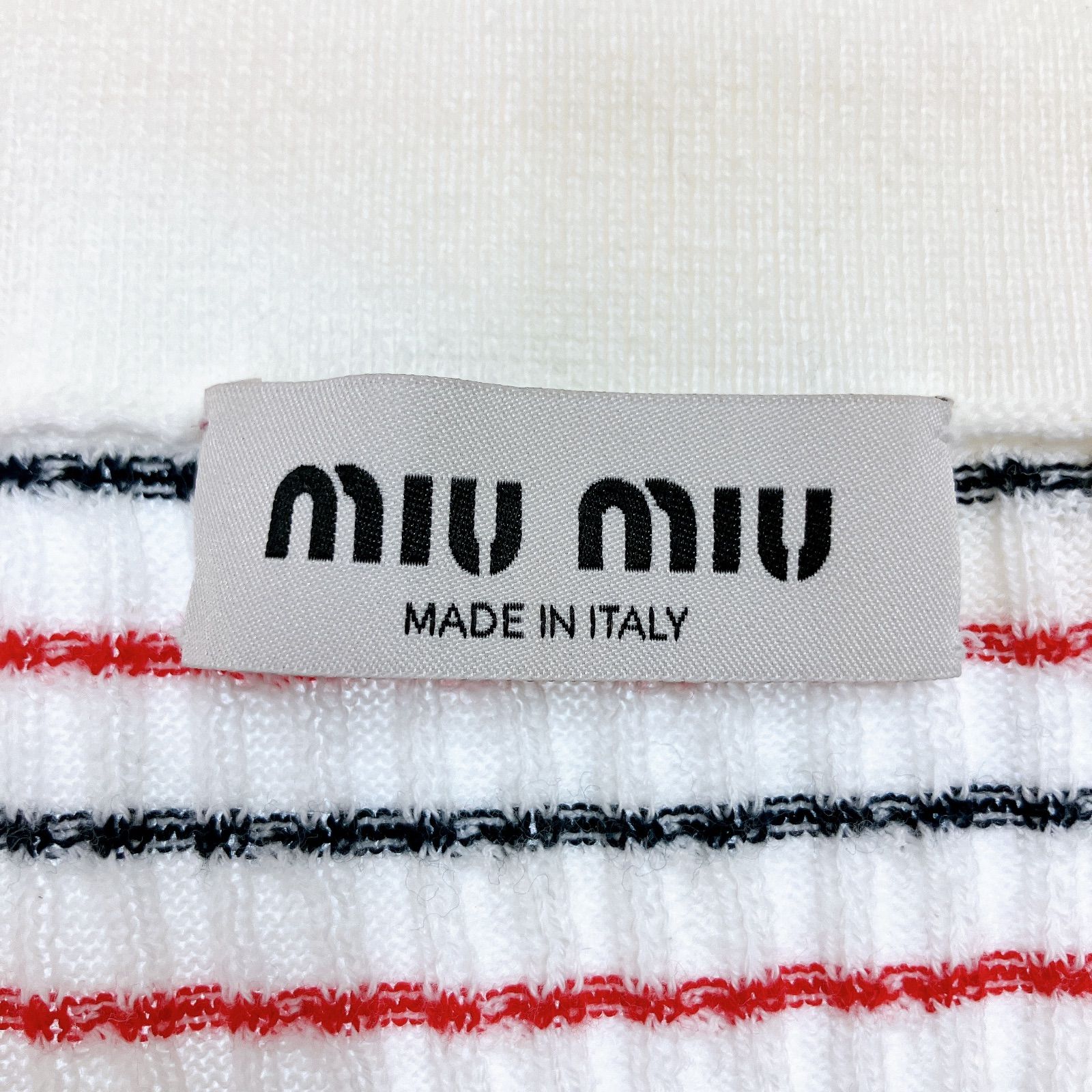 HI1 miu miu ミュウミュウ ボーダーニット 半袖ニット 40