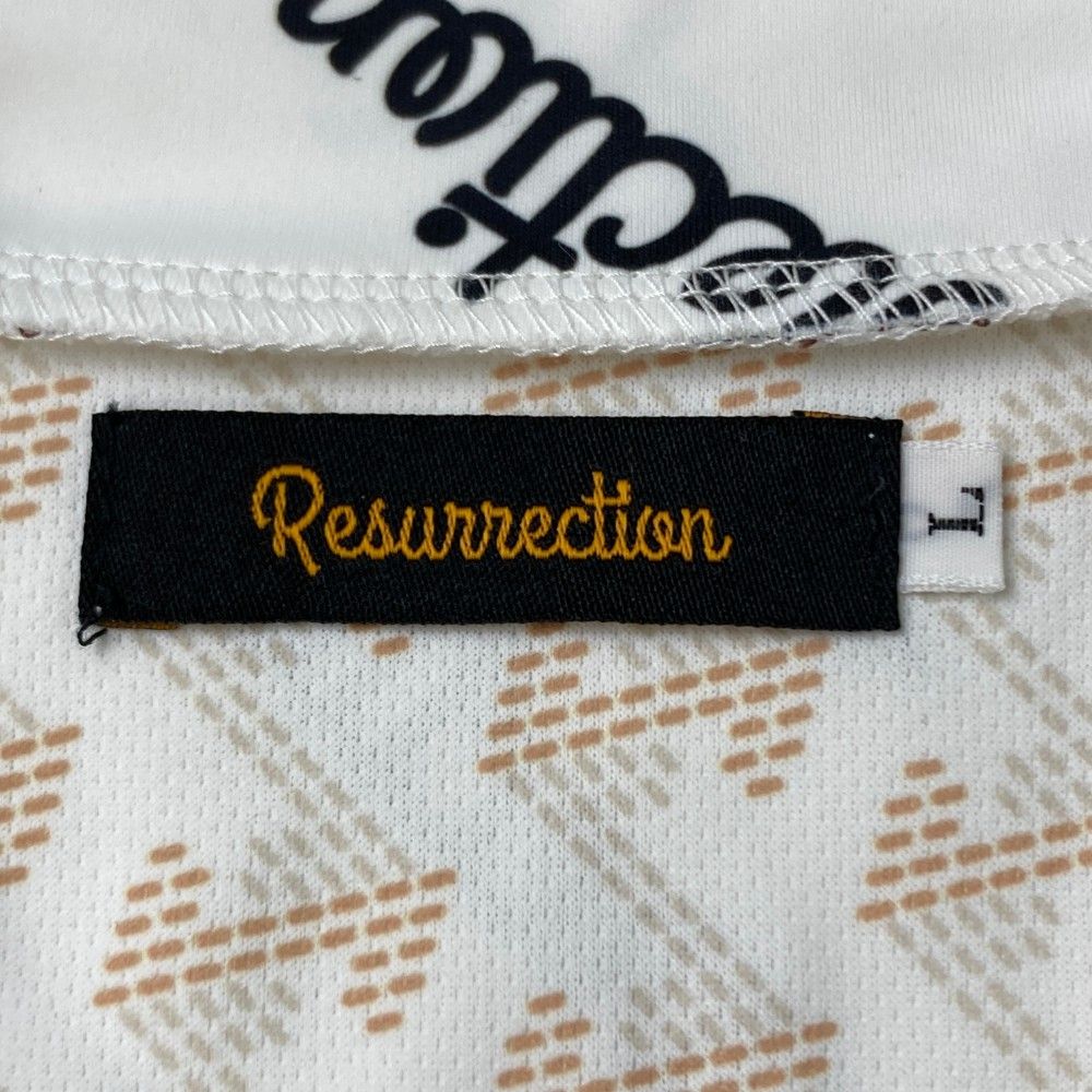 サイズ：L RESURRECTION レザレクション  モックネック 長袖Tシャツ ロゴ 総柄 ホワイト系 [240101451767] ゴルフウェア メンズ ストスト サイズ：L RESURRECTION レザレクション モックネック 長袖T