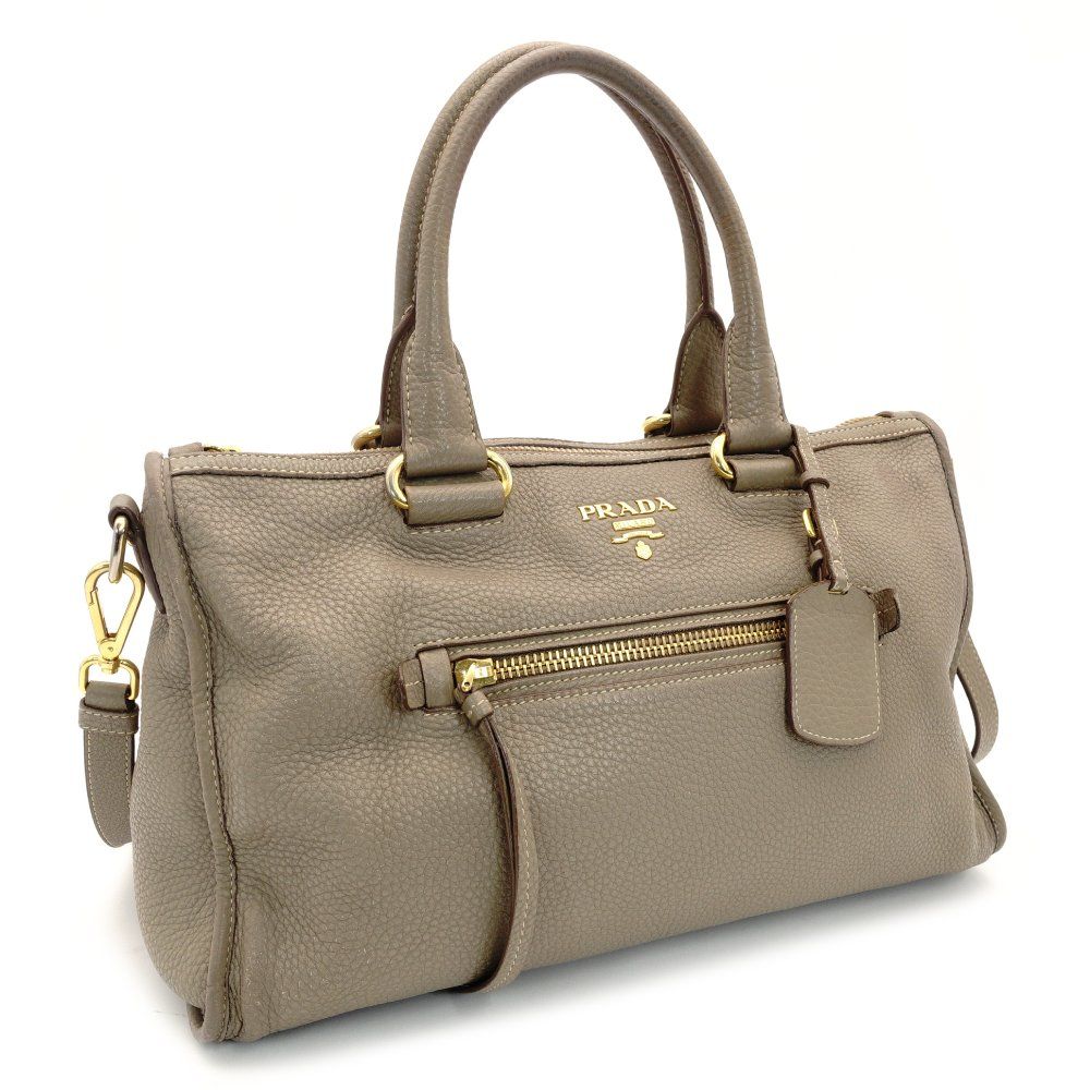 プラダ PRADA ヴィッテロダイノ ハンドバッグ 2way ベージュ レザー クロスボディゴールド金具 7-10-280