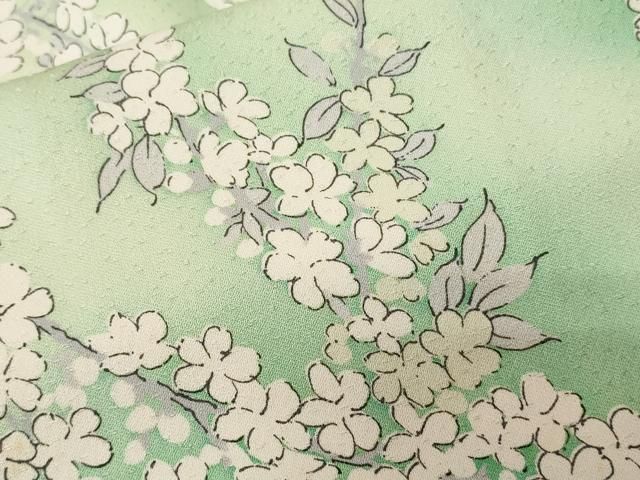 平和屋着物●上質な小紋　型染め　花唐草文　黒地　正絹　逸品　CAAY8104gh 平和屋着物□上質な小紋 型染め 花唐草文 正絹 逸品 AAAK1333Agk