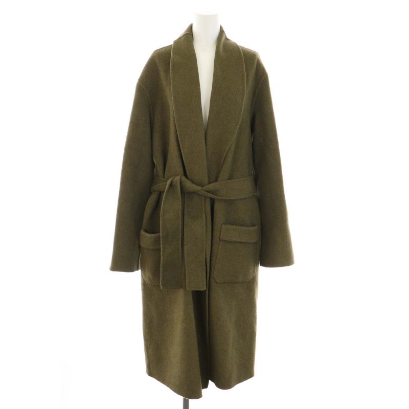 Lisiere L Appartement リジェール アパルトモン 18AW シーズンチェスターコート SEASONS CHESTER COAT ガウンコート アウター ロング リボンべルト ウール S カーキ |YT