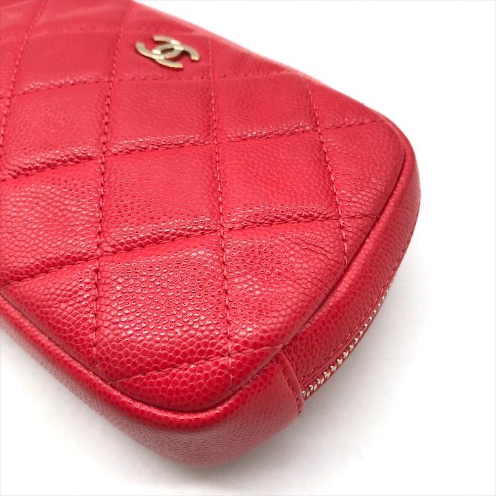 保管品 CHANEL シャネル ココマーク マトラッセ キャビアスキン ポーチ