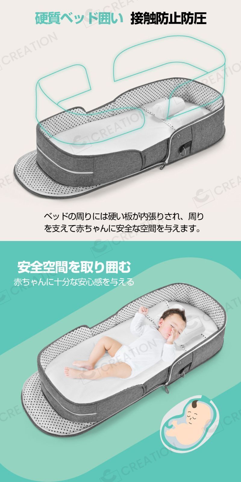 ベビーベッド ３Dエアーメッシュ