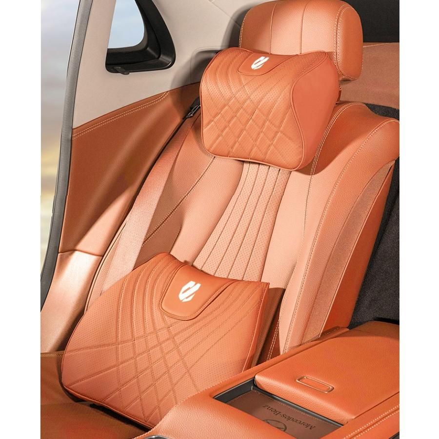 ALPHARD トヨタオレンジネックパッド 腰クッション 車用 背もたれクッション ネックピロー ヘッドレスト ナッパレザー 低反発 背当て 通気性  プリウス アルファード ヴェルファイア クラウン HIACE 全シリーズ 汎用 - メルカリ