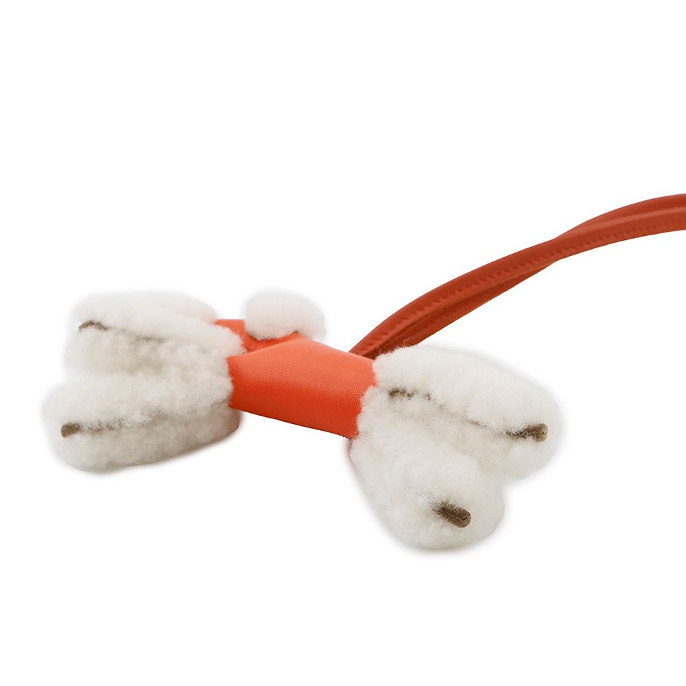 エルメス バッグチャーム バディ オレンジポピー|カーネリアン ラムスキン|ムートン U刻印