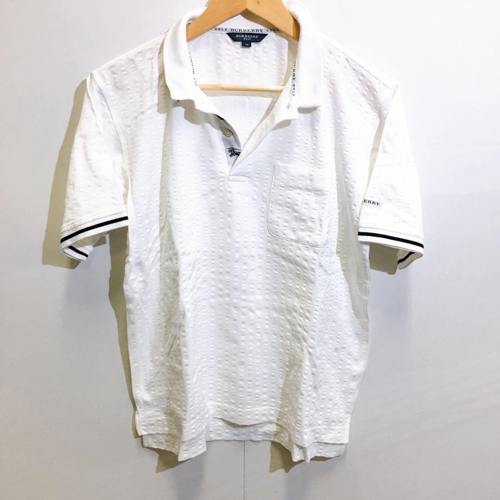 【即購入OK】準新品　BURBERRY　半袖ポロシャツ　サイズM　ホワイト BURBERRY 半袖ポロシャツ サイズ1 ホワイト - メルカリ