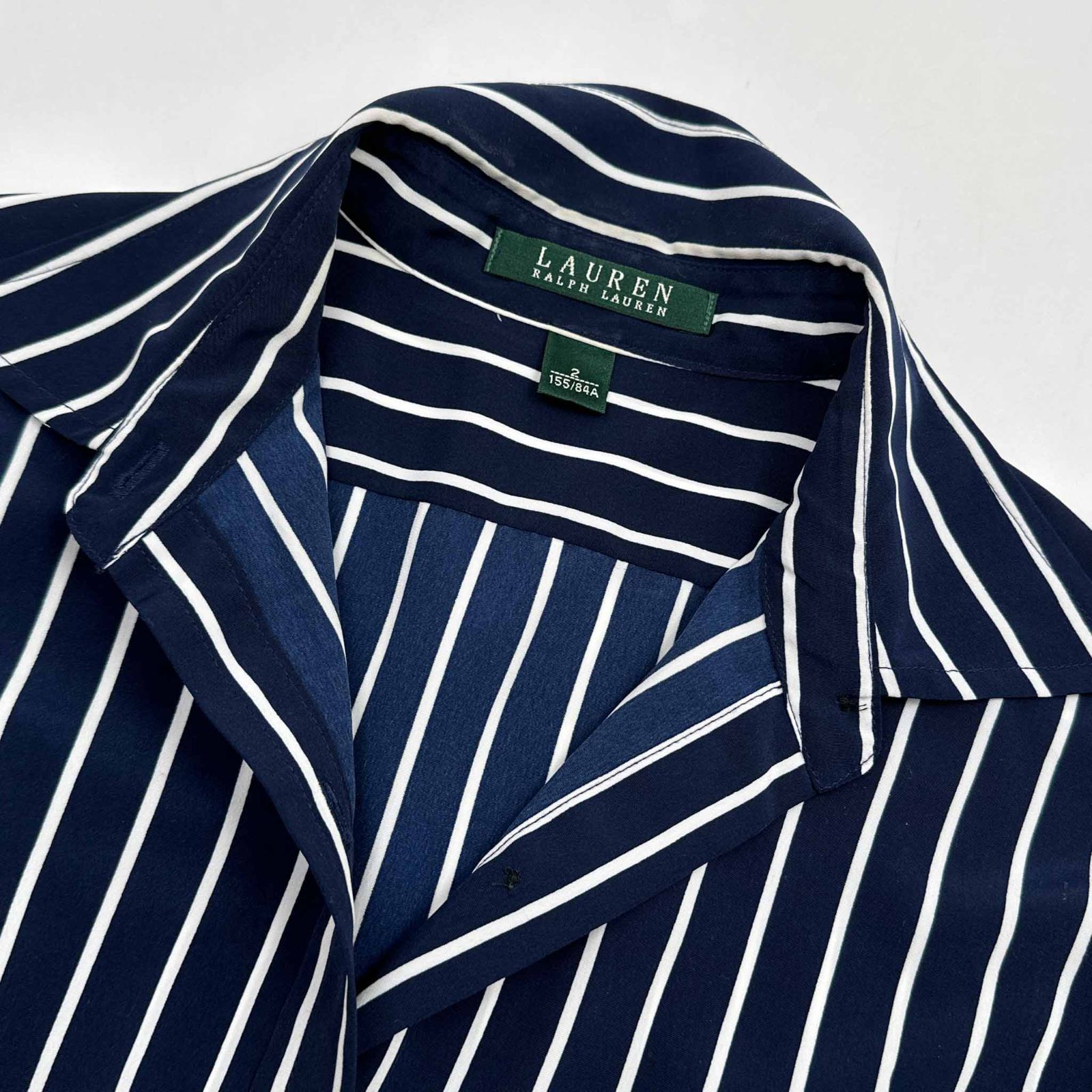 LAUREN RALPH LAUREN とろみ素材 ストライプ 長袖 ロング シャツ  