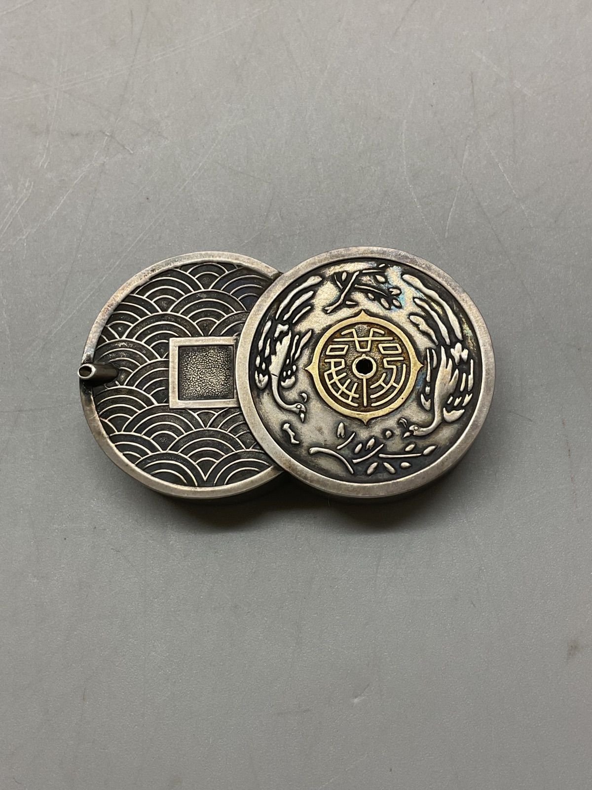 N 水滴 純銀服部製 書道具 書 道具 水差し 重量49.7g 純銀 刻印有