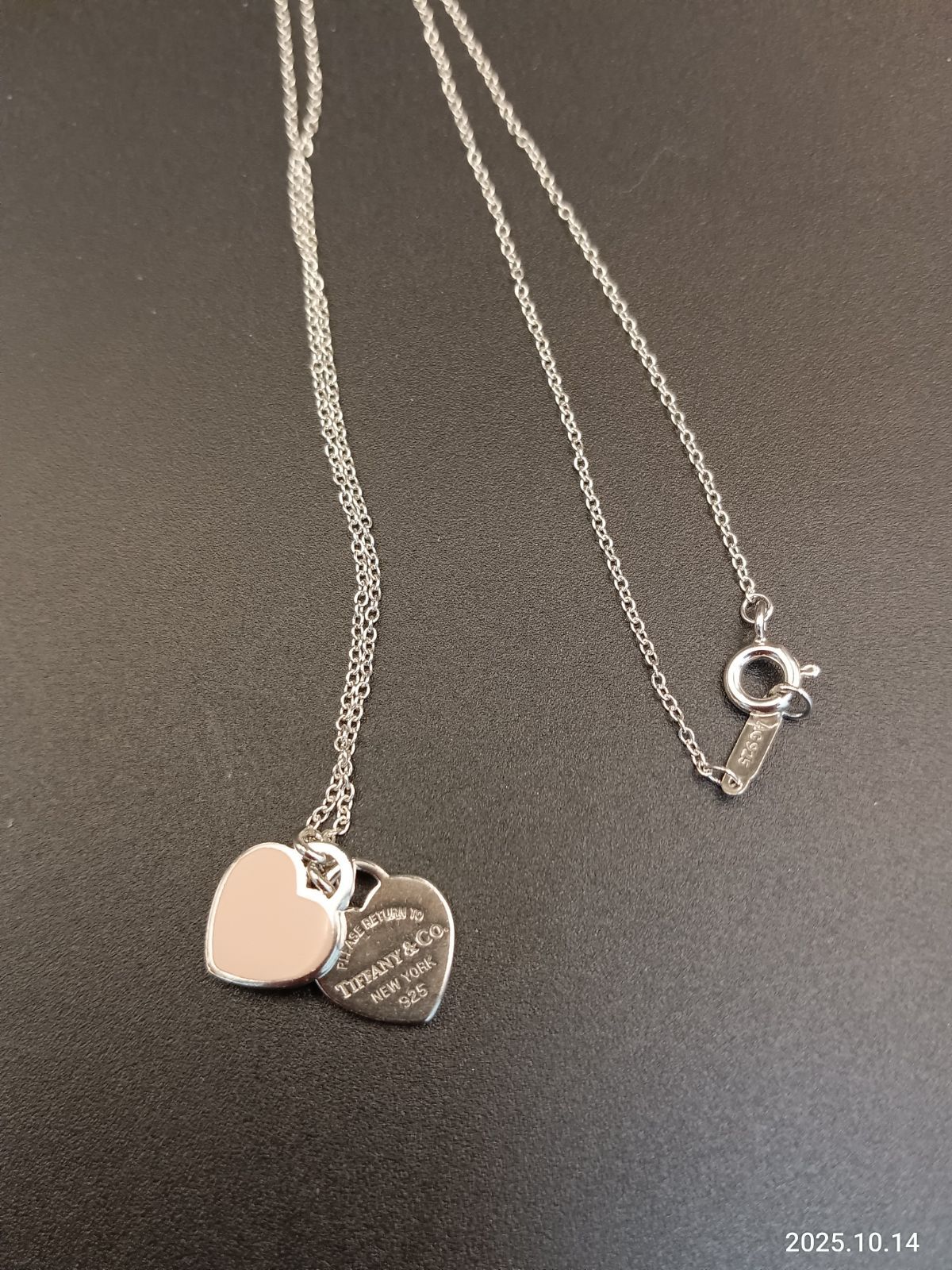 リターントゥ ティファニー レッド ミニダブルハートタグ ペンダントネックレス SV925 ピンク