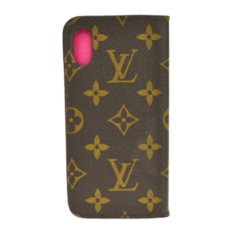 【中古】 ルイヴィトン LOUIS VUITTON iPhoneX フォリオ スマホケース カバー モノグラム ローズ レザー M63444 08AC344