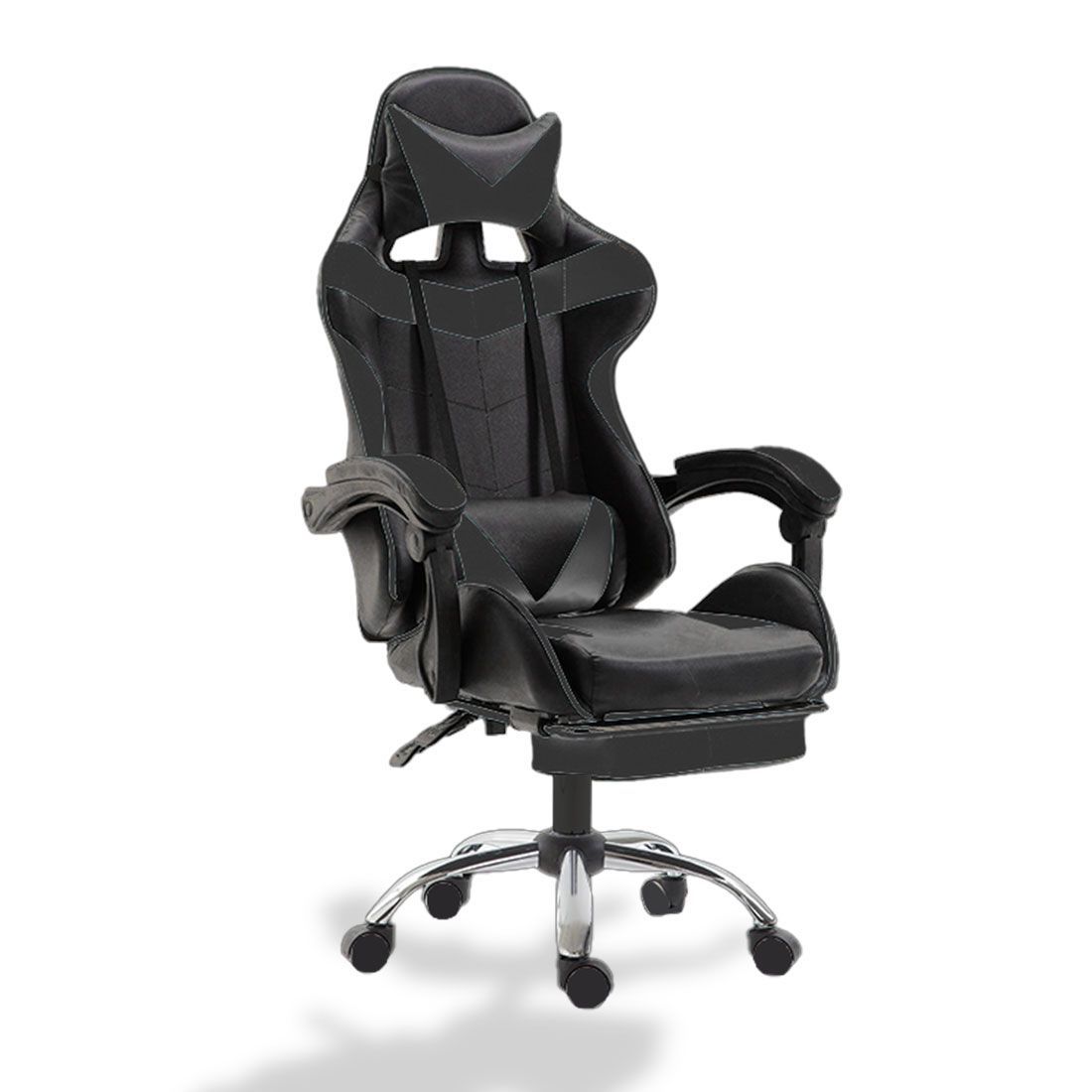 ゲーミングチェア オットマン付 ブラック