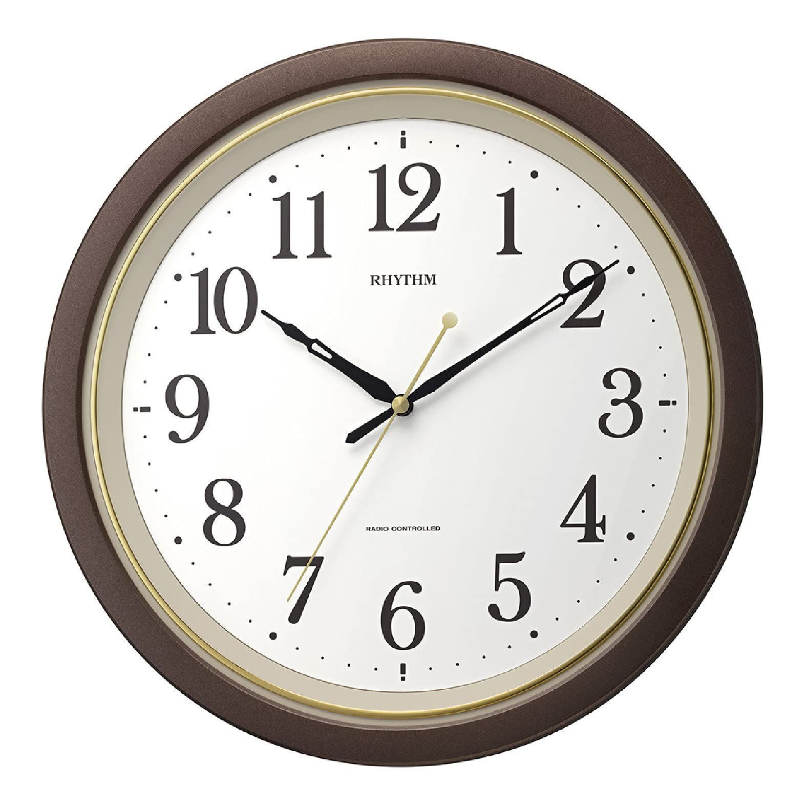 Size:320X320X45ｍｍ_Color:ブラウン リズム(RHYTHM) 掛け時計 電波時計 静かな 連続秒針 茶 M564 Φ32x4.5cm 8MY564SR06 ブラウン