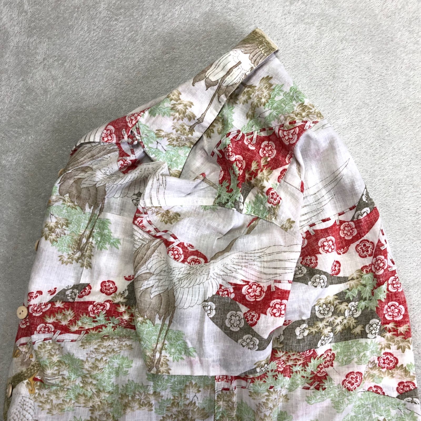 【Oniwa Soto】オニワソト アロハシャツ オープンカラー レーヨン 鶴 オニワソト oniwa soto アロハシャツ 蝶々 桜 鶴 マルチカラー M