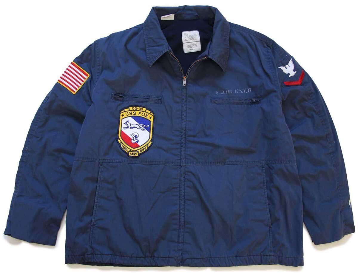80sネイビー ミリタリー ユーティリティ サブマリン ジャケット紺色 70年代~80年代 U.S.NAVY 米軍実品 サブマリンジャケット