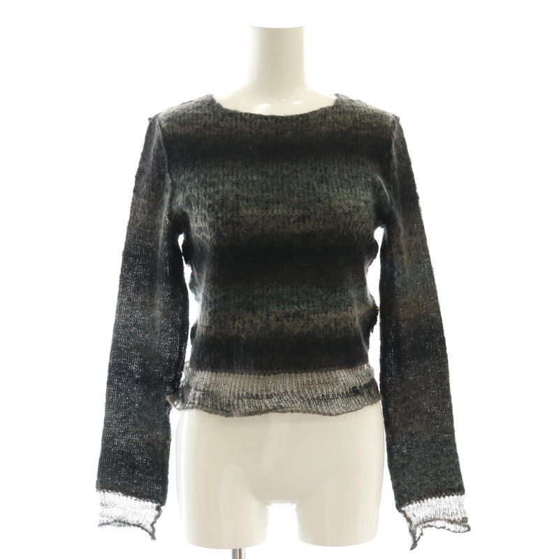 パーバーズ PERVERZE Double Mohair Cropped Tops ニット セーター 長袖 F ブラック |HK OS SH