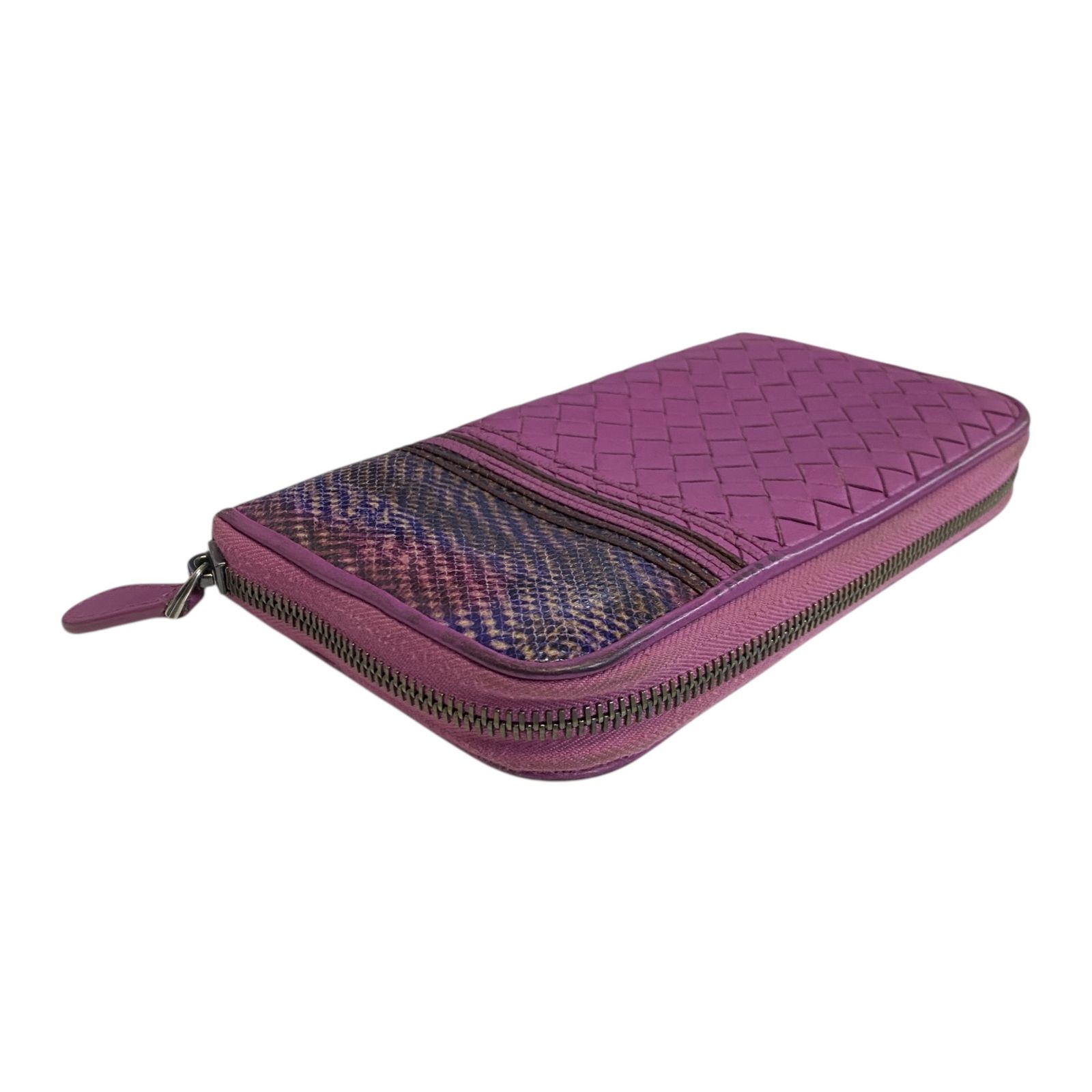 【中古品】 BOTTEGA VENETA ボッテガヴェネタ イントレチャート ラウンドジップ 財布 長財布 ウォレット パープル 箱無 W100517RK 中古品】 BOTTEGA VENETA ボッテガヴェネタ イントレチャート ラウンド