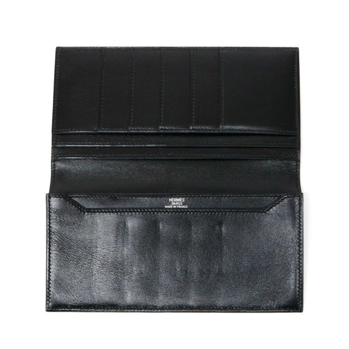 /黒/エルメス/ベアン/2つ折り/長財布/〇U刻印/ボックスカーフ//革製// 黒/エルメス/ベアン/2つ折り/長財布/〇U刻印/ボックスカーフ//革製//