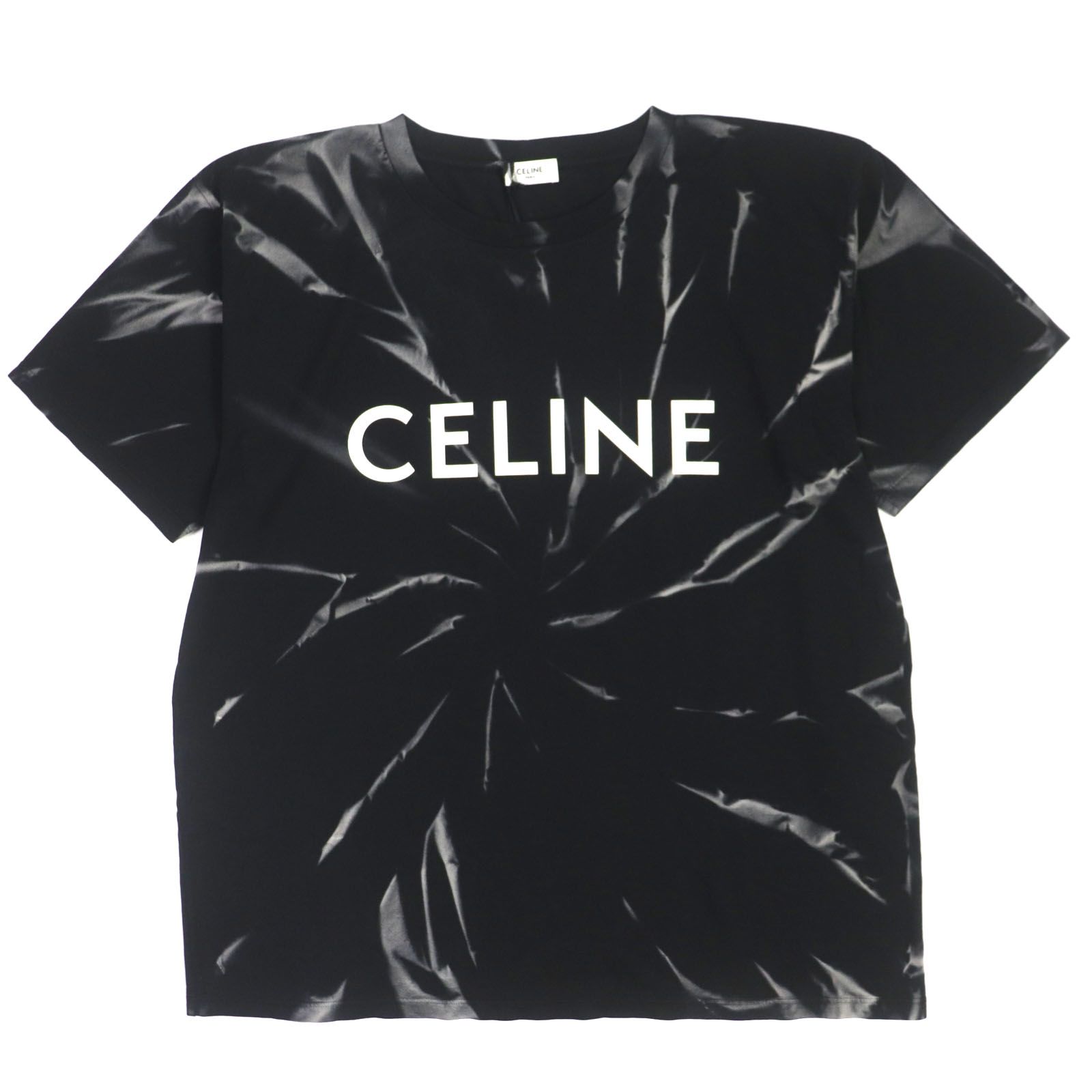 未使用品CELINE セリーヌ 2X8206430 Loose T-shirt ロゴプリント クルーネック ショートスリーブ コットンジャージ 半袖Ｔシャツ ブラック XL イタリア製 正規品 メンズ